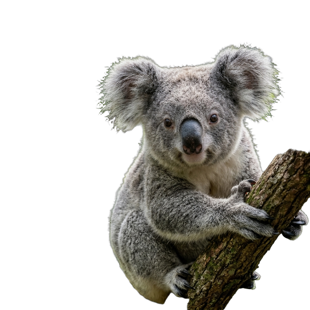Koala cutout processed by rembg neural network